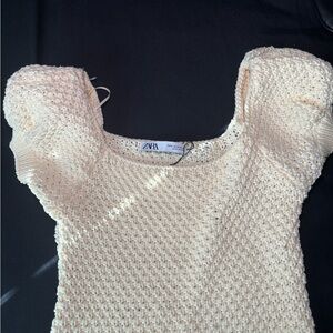 Zara Beige Textured Women's Blouse